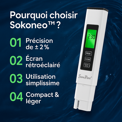 Sokoneo™ Testeur d’eau numérique TDS 4-en-1