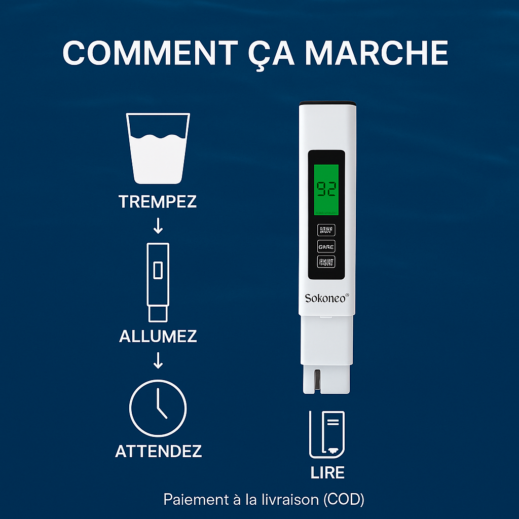 Sokoneo™ Testeur d’eau numérique TDS 4-en-1